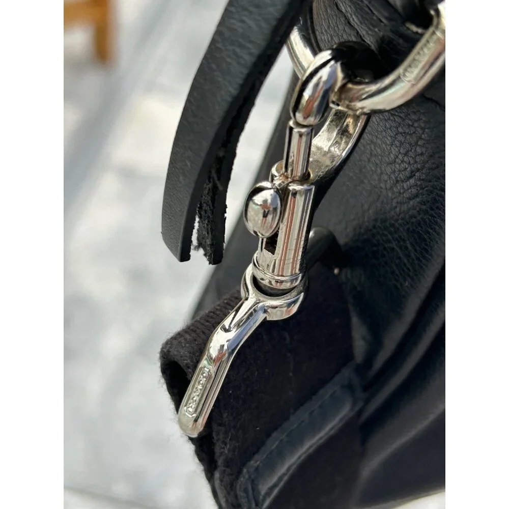 Coach Black Pebble Leather Commuter Laptop Bag Briefcase Unisex Crossbody